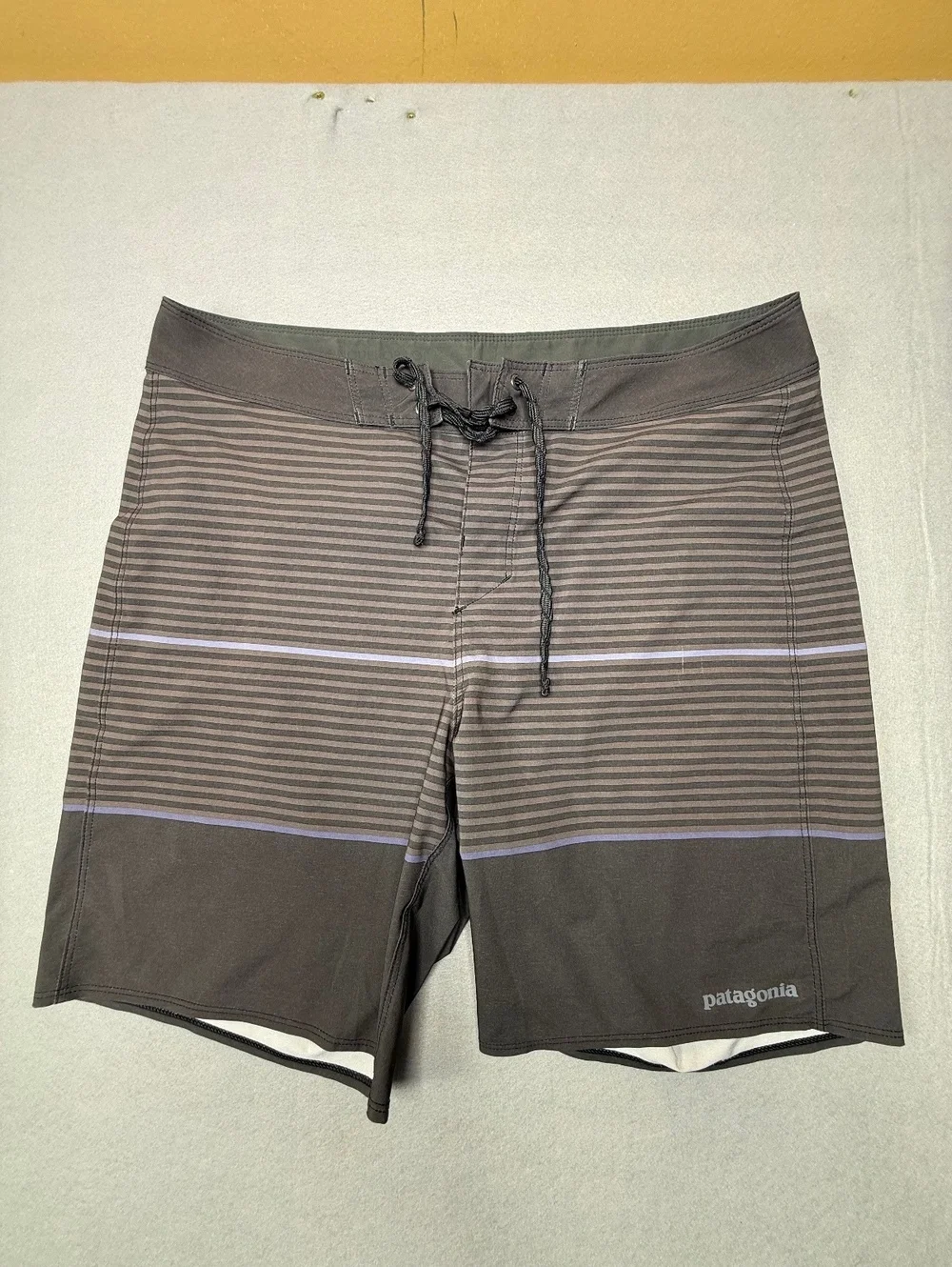 Patagonia Men's Board Shorts Size M Brown Striped Swimwear